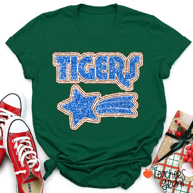 Personalized Mascot Glitter Star Game Day Teacher T-Shirt
