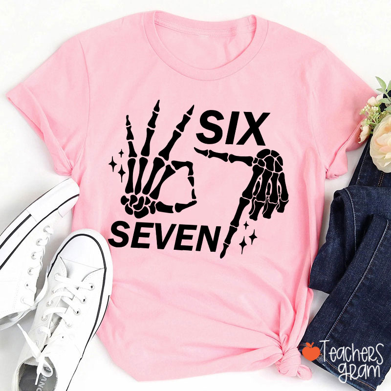 67 Halloween Skeleton Hands Teacher T-Shirt