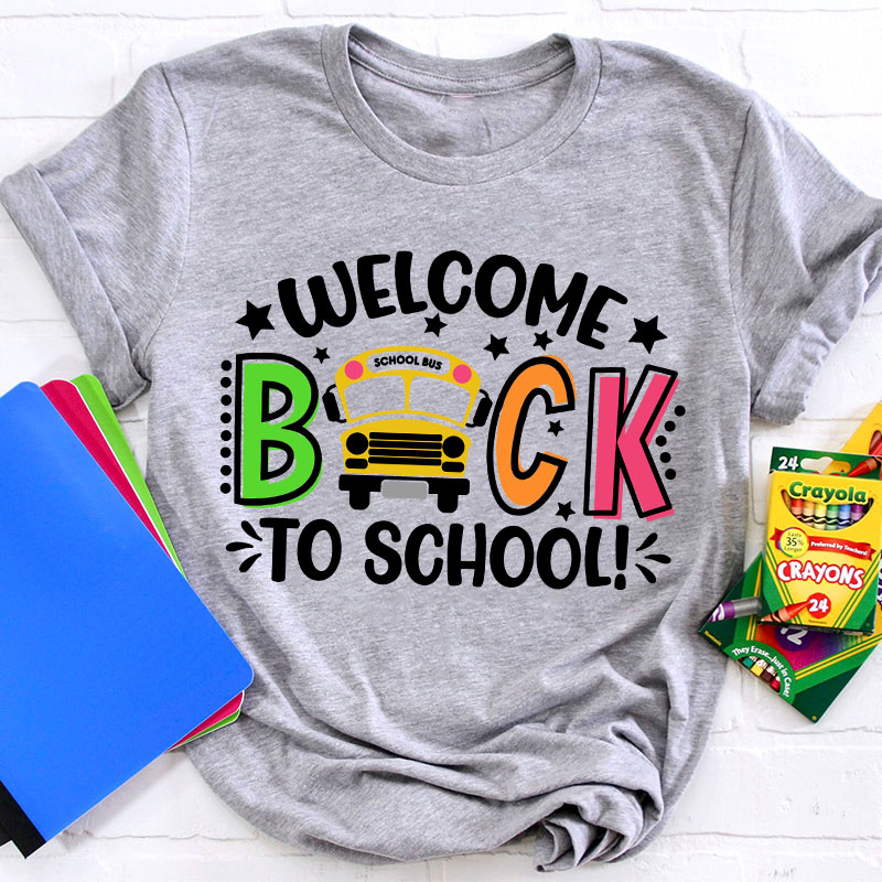 Welcome Back To School School Bus Print Teacher T-Shirt