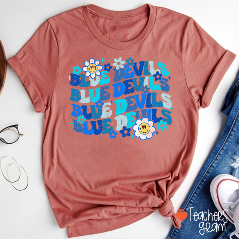 Personalized Mascot Game Day Flowers Teacher T-Shirt