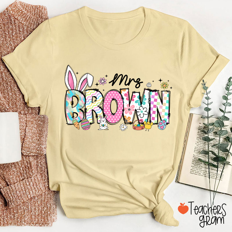Personalized Easter Alphabet Name Teacher T-Shirt