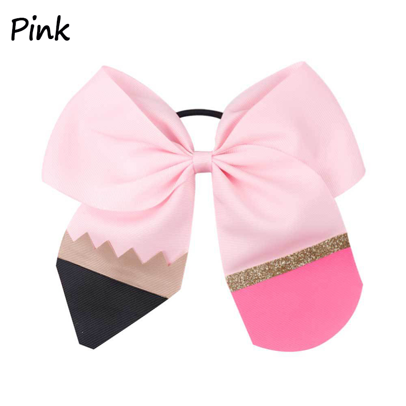 Glitter Pencil Bow Teacher Hair Clip