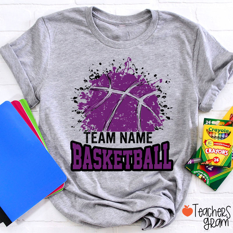 Personalized Team Name And Sport Splash Effect Teacher T-Shirt