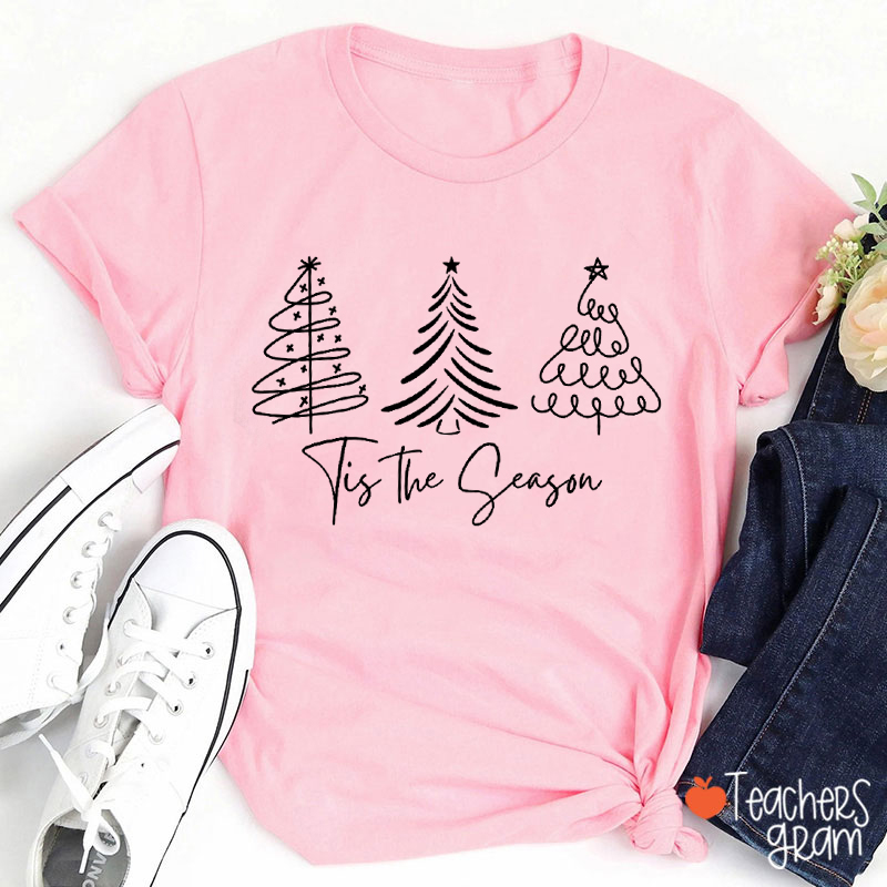 Simple Line Christmas Tree Teacher T-Shirt