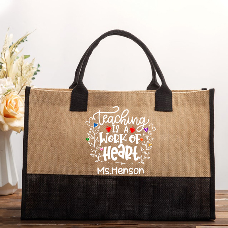Personalized Teaching Is A Work Of Heart Teacher Cotton Tote Bag