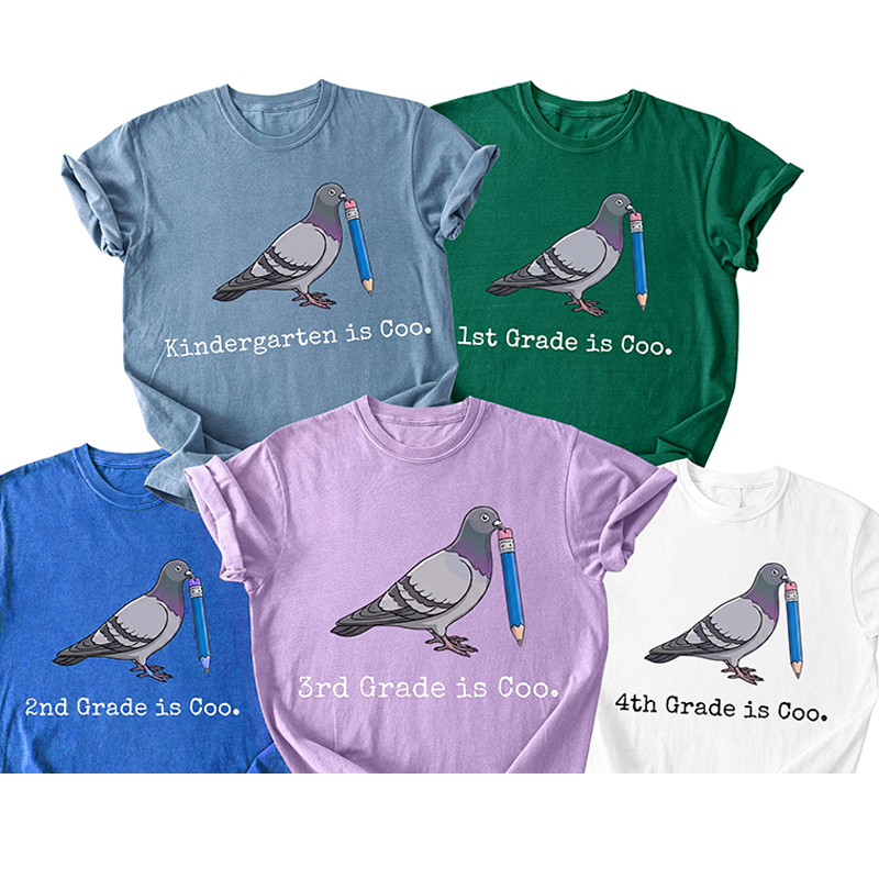 Personalized Grade Pigeon Pencil Funny Text Teacher T-Shirt