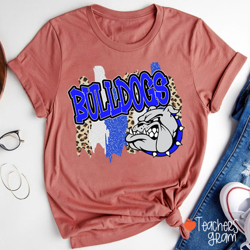 Personalized Mascot Leopard Stripes Teacher T-Shirt