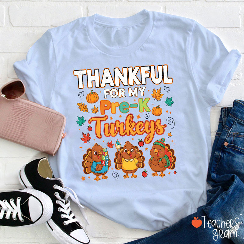Personalized Grade Thankful For My Turkeys Teacher T-Shirt