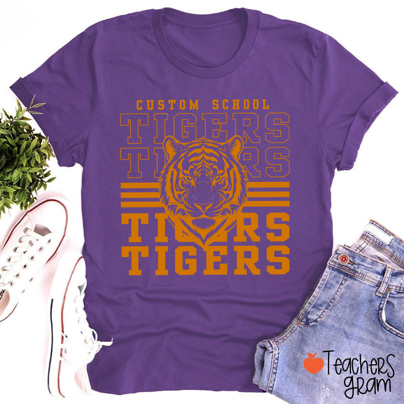 Personalized Mascot And School Name Spirit Teacher T-Shirt