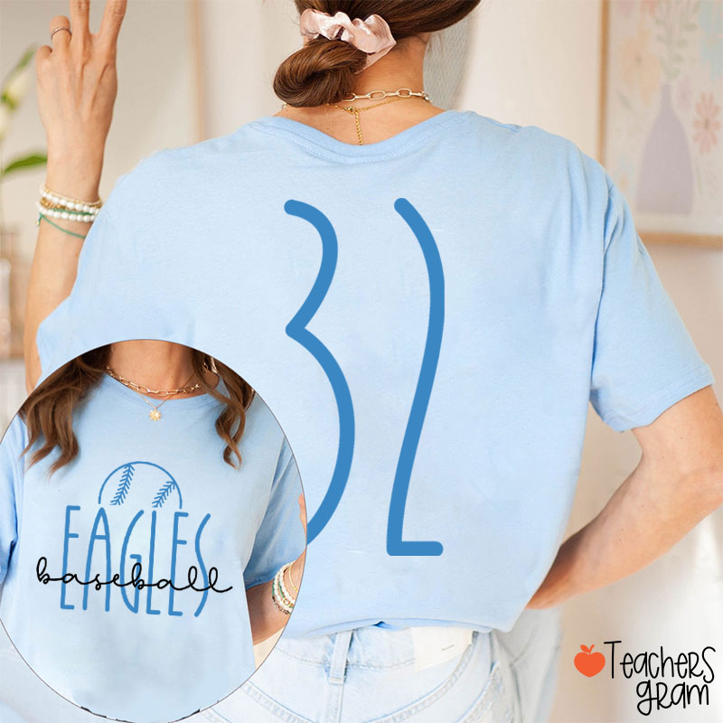 Personalized Mascot And Sport Simple Font Design Teacher Two Sided T-Shirt