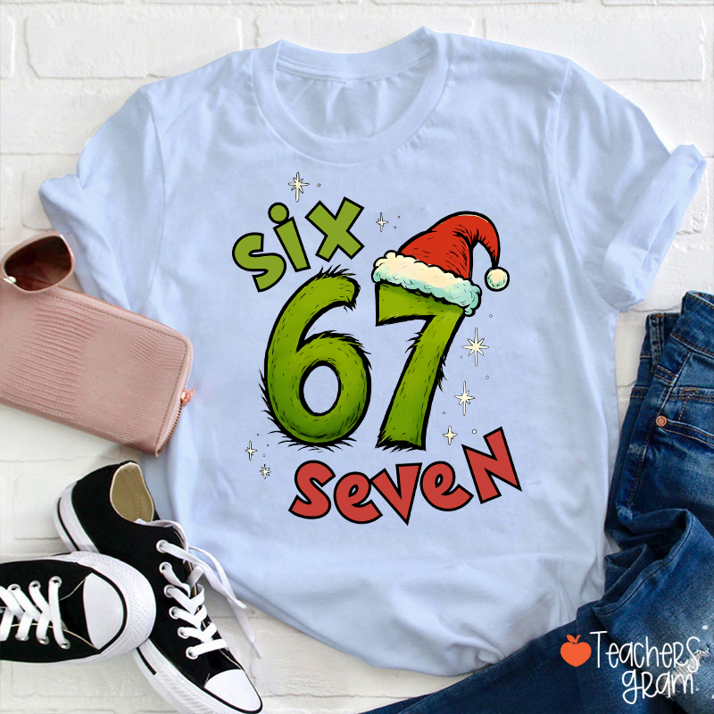 Six Seven Trending Christmas Teacher T-Shirt