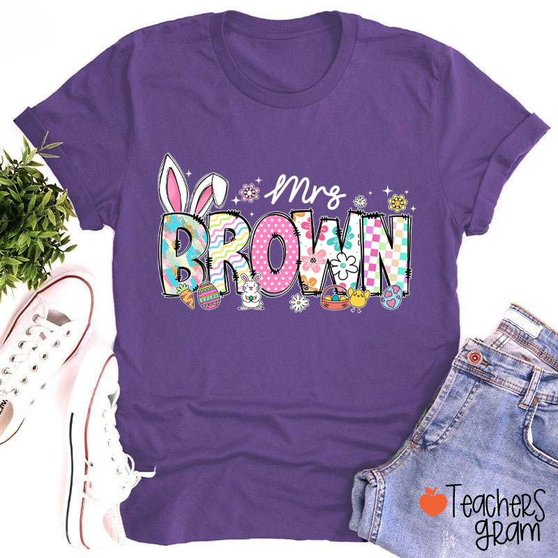 Personalized Easter Alphabet Name Teacher T-Shirt