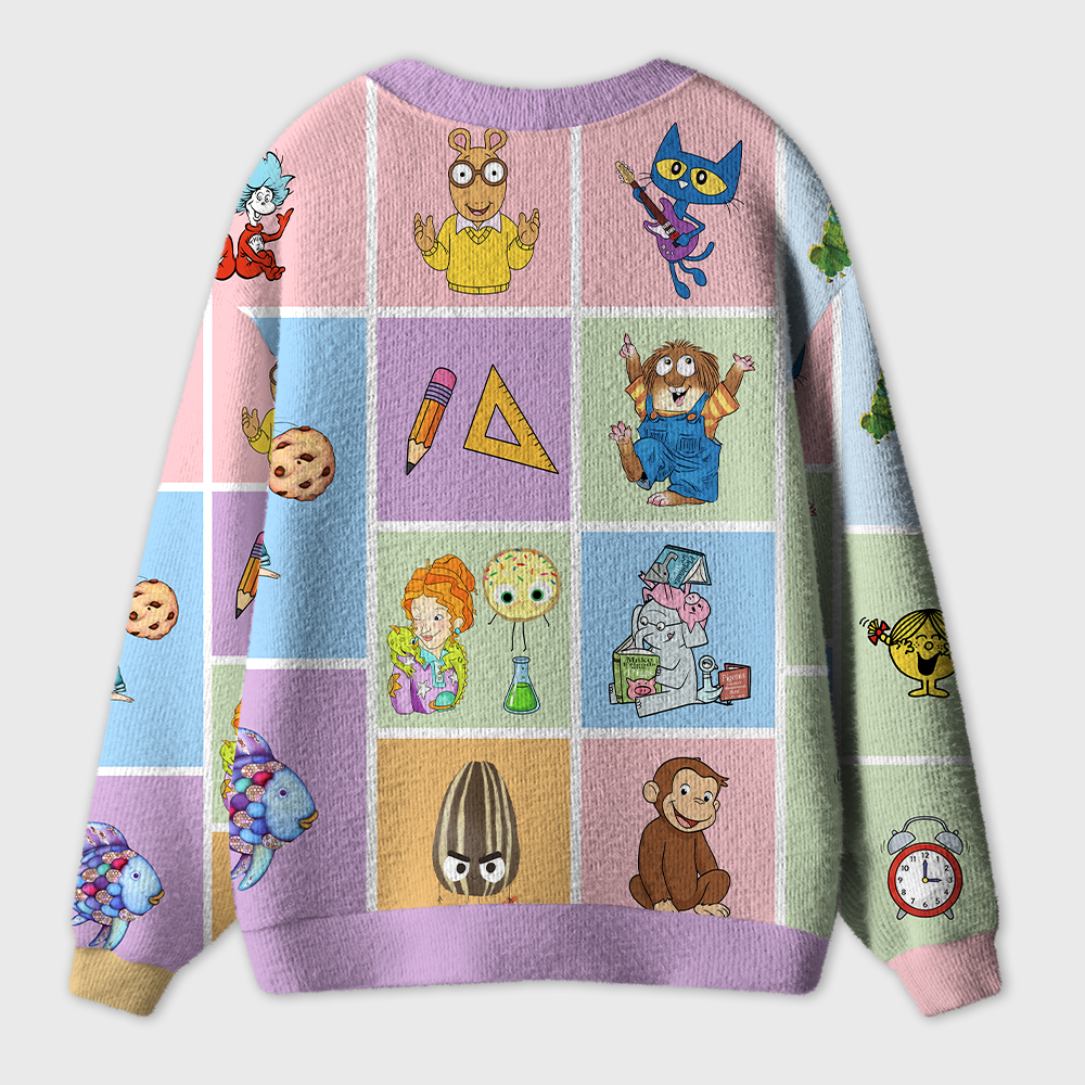 Love Reading Children's Book Character Teacher Ugly Cardigan Sweaters