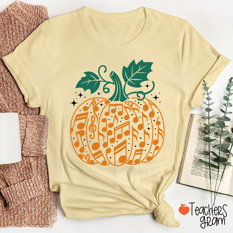 Music Note Pumpkin Teacher T-Shirt