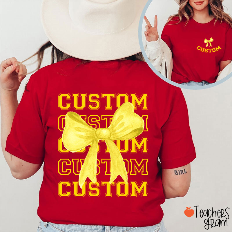 Personalized Bow Tie Team Teacher Two Sided T-Shirt