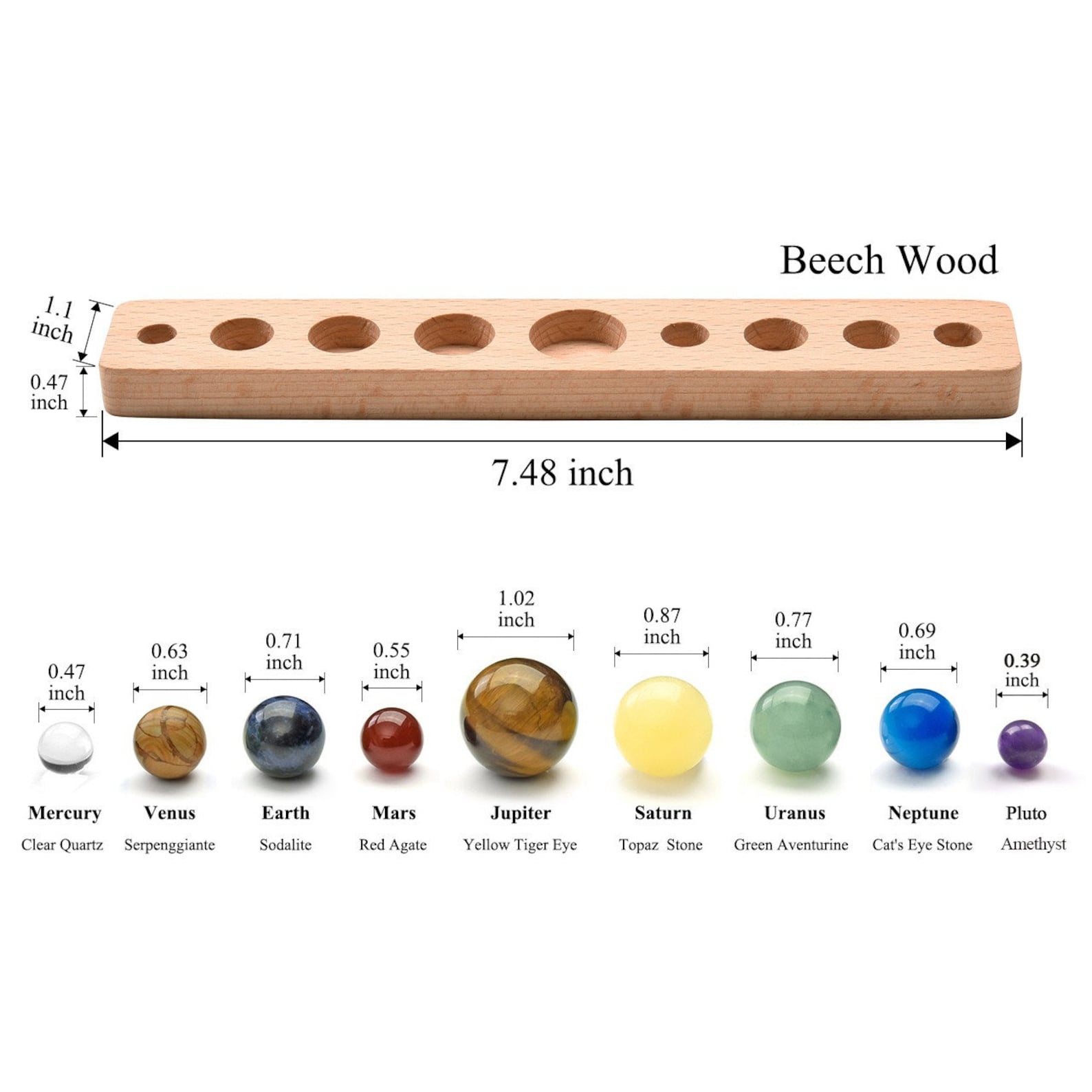 Personalized Solar System Gemstone Beads Planet Beads Set