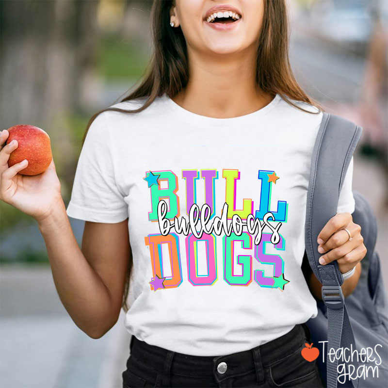 Personalized Mascot School Spirit Star Candy Color Teacher T-Shirt