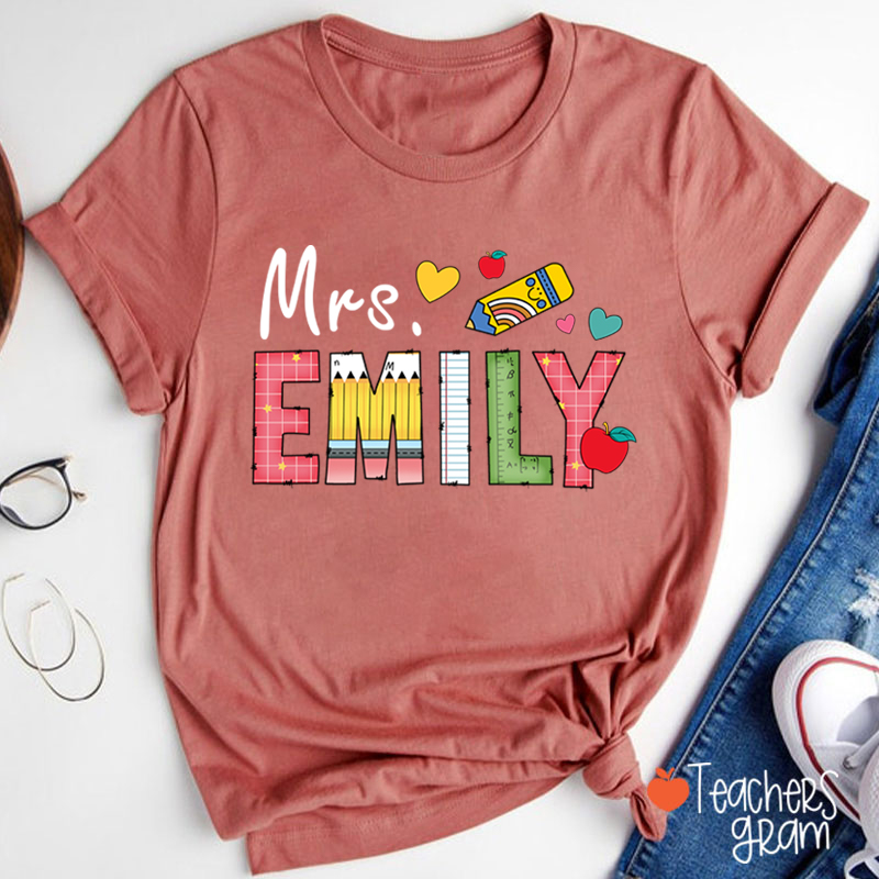 Personalized Name Back To School Teacher T-Shirt