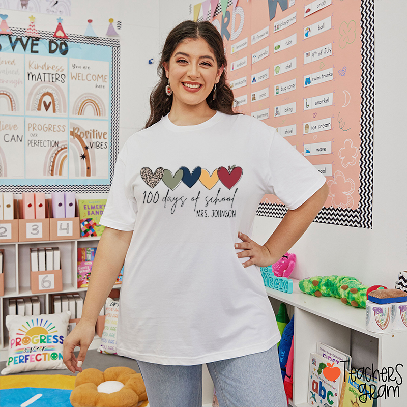 Personalized Name 100 Days Teacher T-Shirt