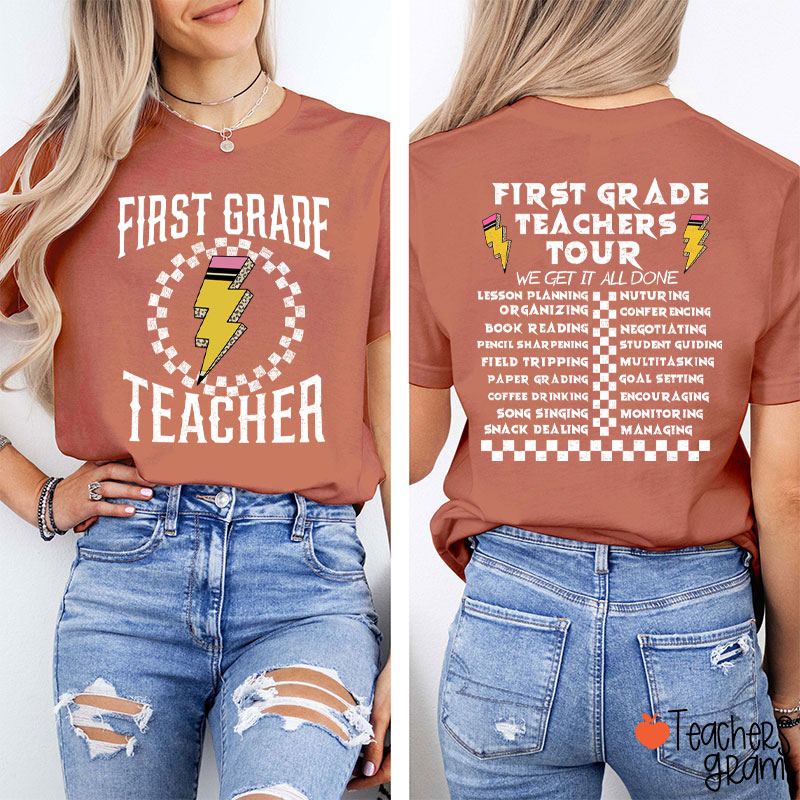 Personalized Grade Teachers Tour Teacher Two Sided T-Shirt