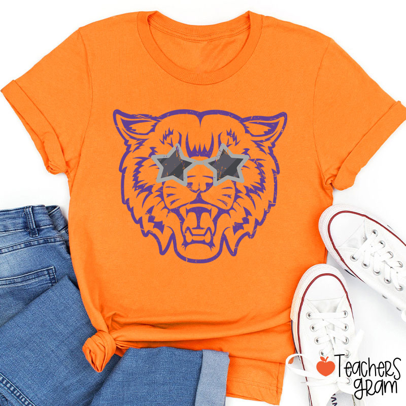 Personalized Mascot Star Glasses Teacher T-Shirt