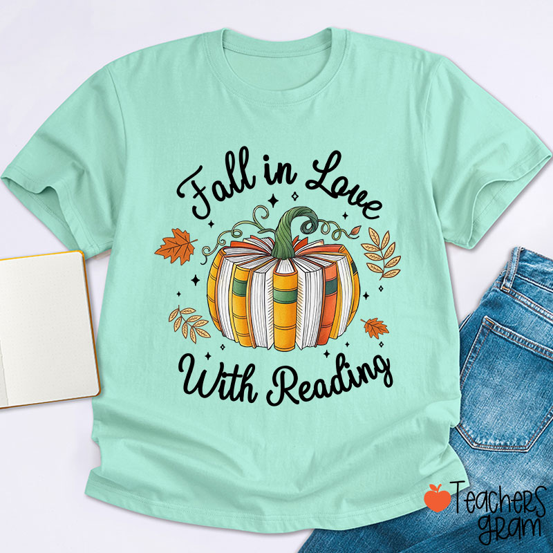 Fall In Love With Reading Autumn Teacher T-Shirt