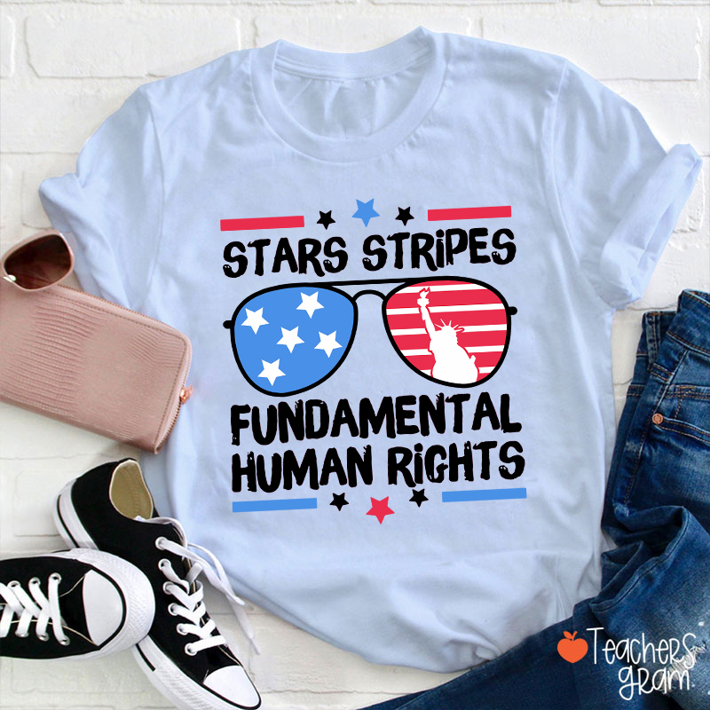 Stars Stripes Fundamental Human Rights Teacher T-Shirt