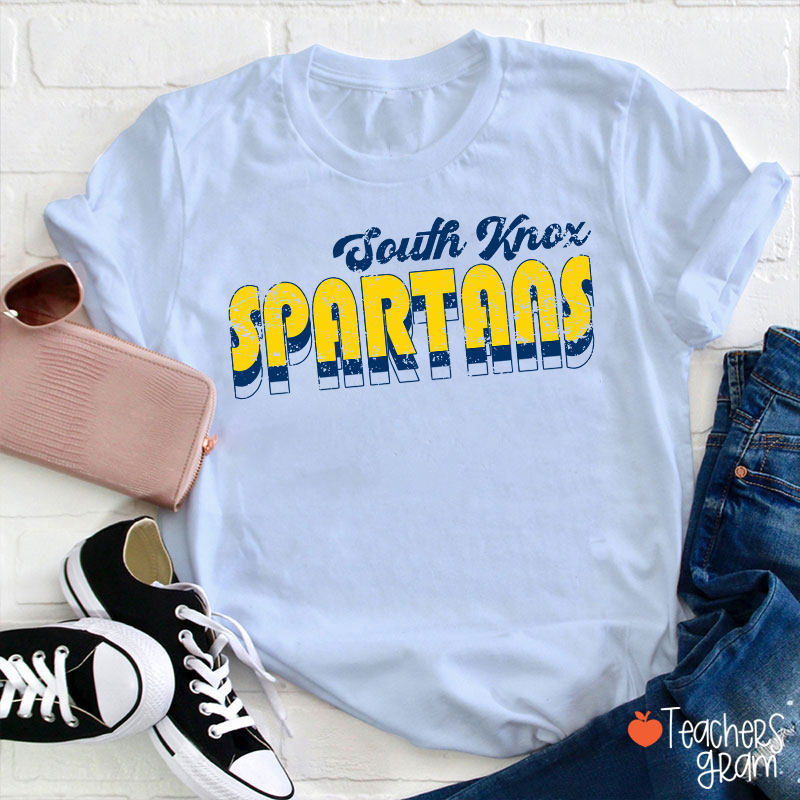 Personalized Mascot And School Name Distressed Retro Spirit Teacher T-Shirt