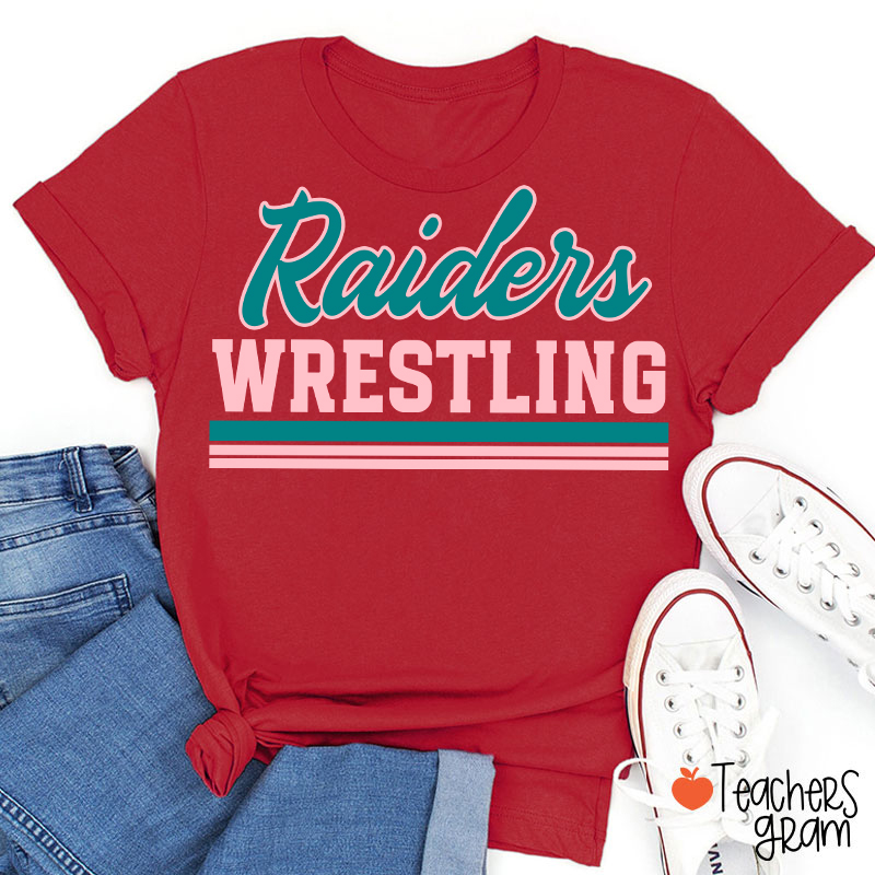 Personalized Mascot And School Name Contrasting Lines Teacher T-Shirt