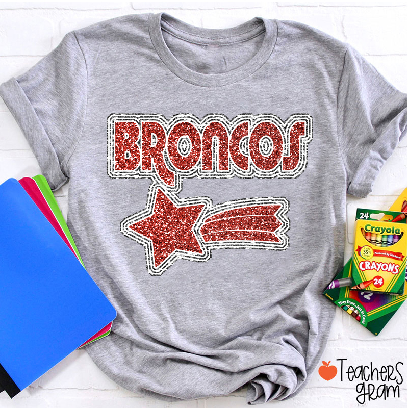 Personalized Mascot Glitter Star Game Day Teacher T-Shirt