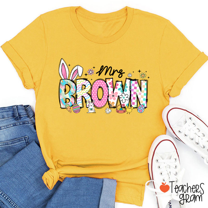 Personalized Easter Alphabet Name Teacher T-Shirt