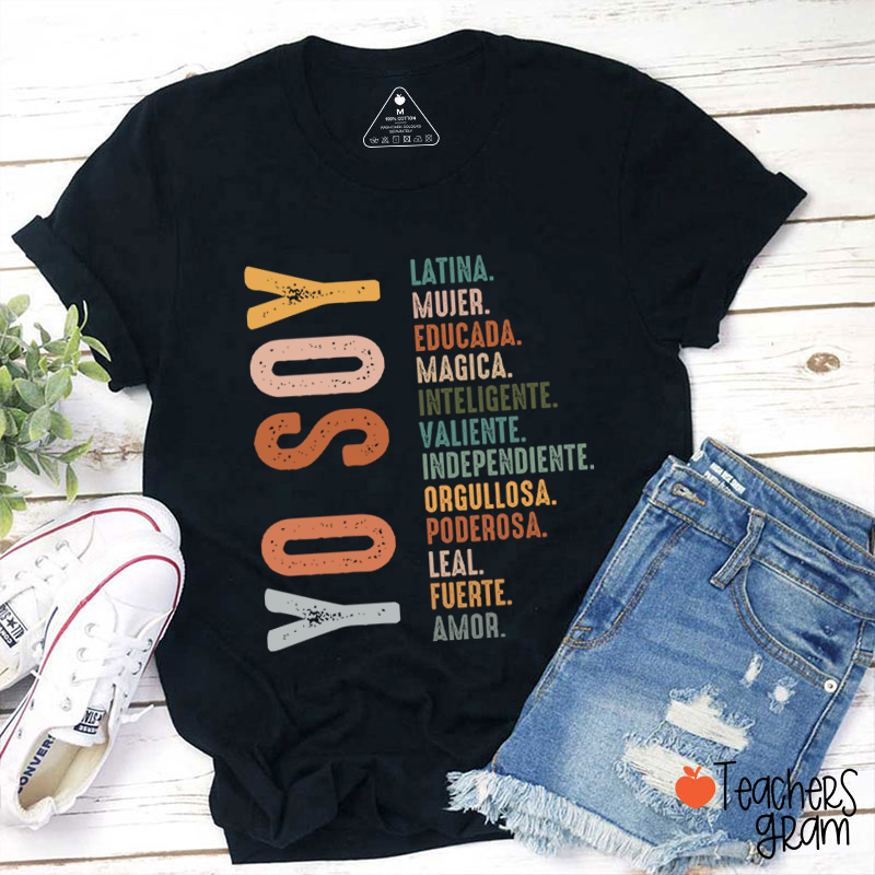 Yo Soy Latina Educada Magica Mujer Teacher T-Shirt Sale-Teachersgram