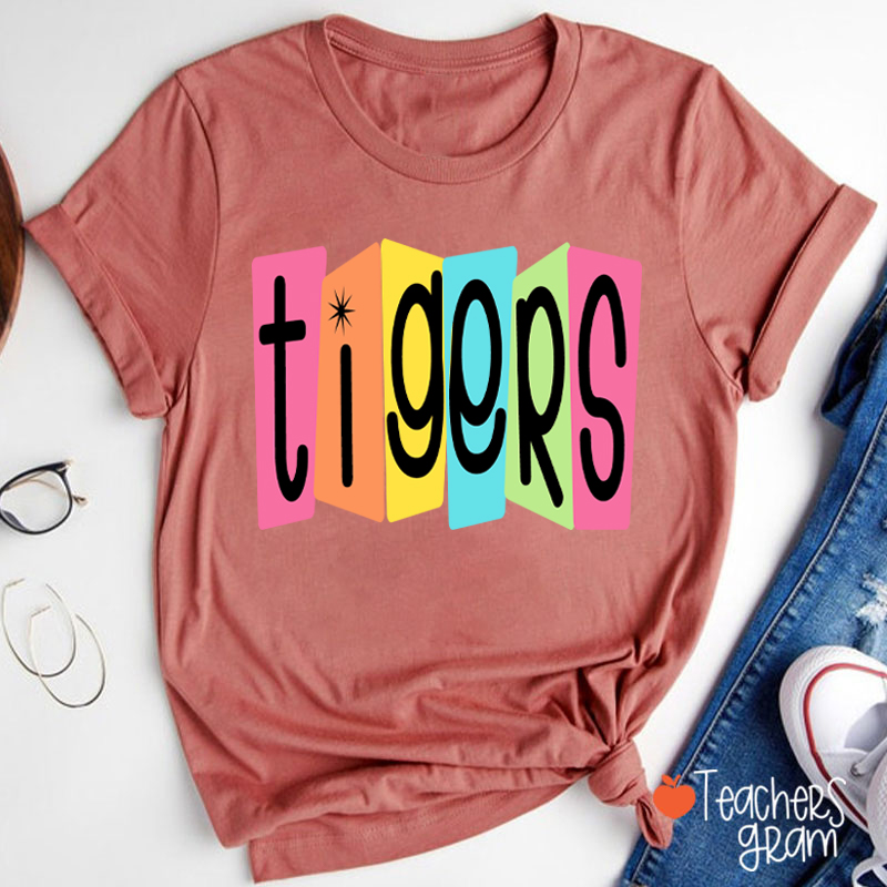 Personalized Mascot Or Grade Retro Colorful Billboard Teacher T-Shirt