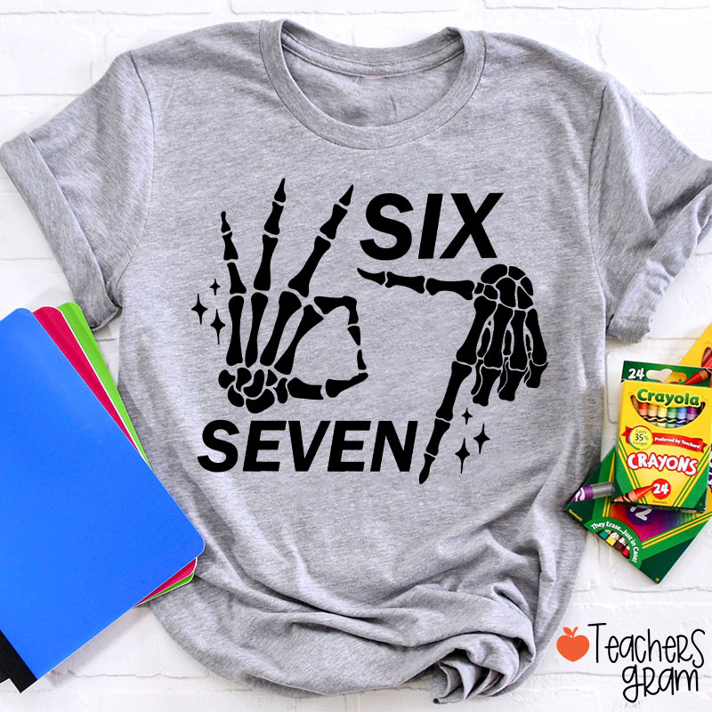67 Halloween Skeleton Hands Teacher T-Shirt