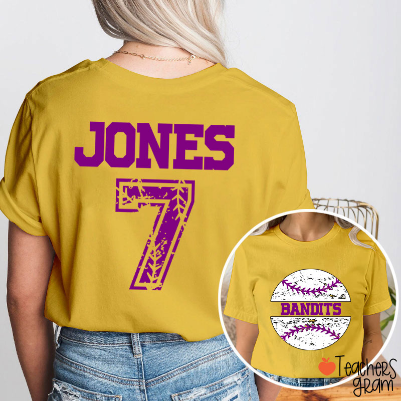 Personalized Baseball With Your Team Teacher Two Sided T-Shirt