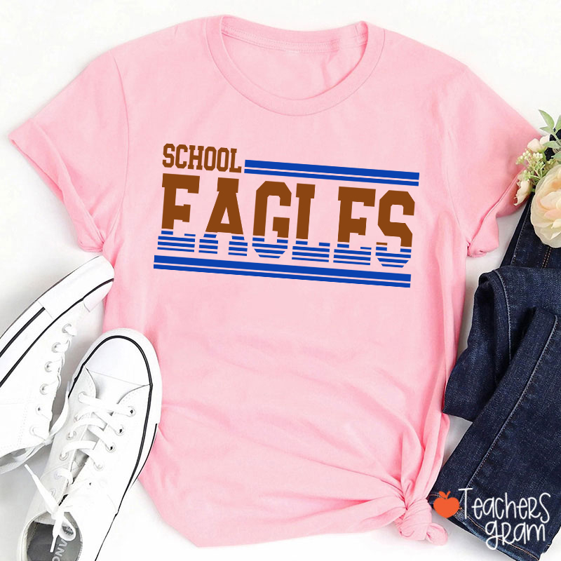 Personalized Mascot Contrasting Lines School Spirit Teacher T-Shirt    