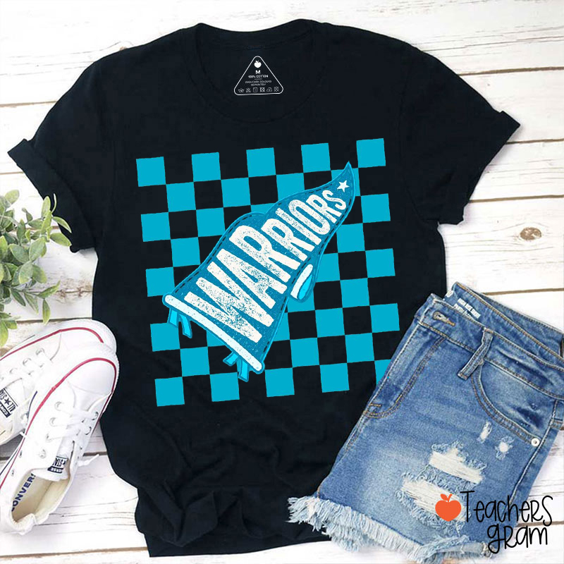 Personalized Mascot Checkered Pennant Teacher T-Shirt