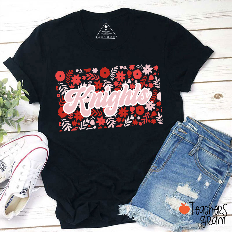Personalized Mascot Flowers And Plants School Spirit Teacher T-Shirt