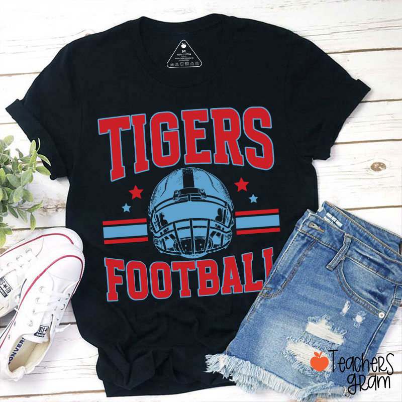 Personalized Mascot Football School Spirit Teacher T-Shirt