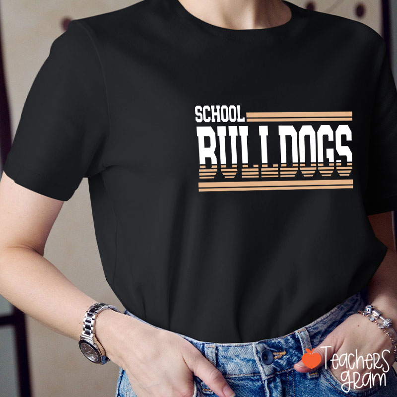 Personalized Mascot Contrasting Lines School Spirit Teacher T-Shirt    