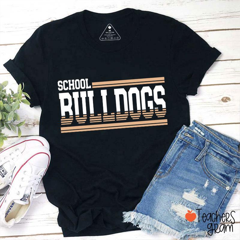 Personalized Mascot Contrasting Lines School Spirit Teacher T-Shirt    