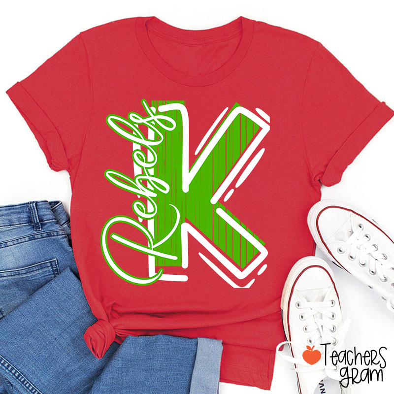 Personalized School Spirit Mascot Initial Teacher T-Shirt