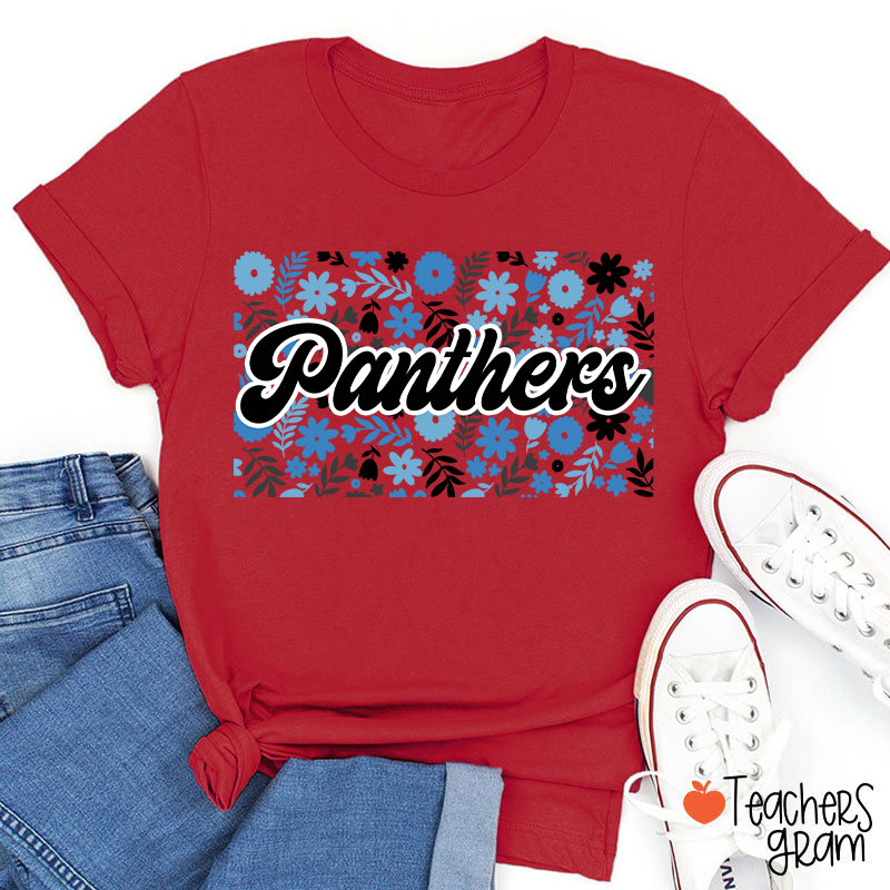 Personalized Mascot Flowers And Plants School Spirit Teacher T-Shirt