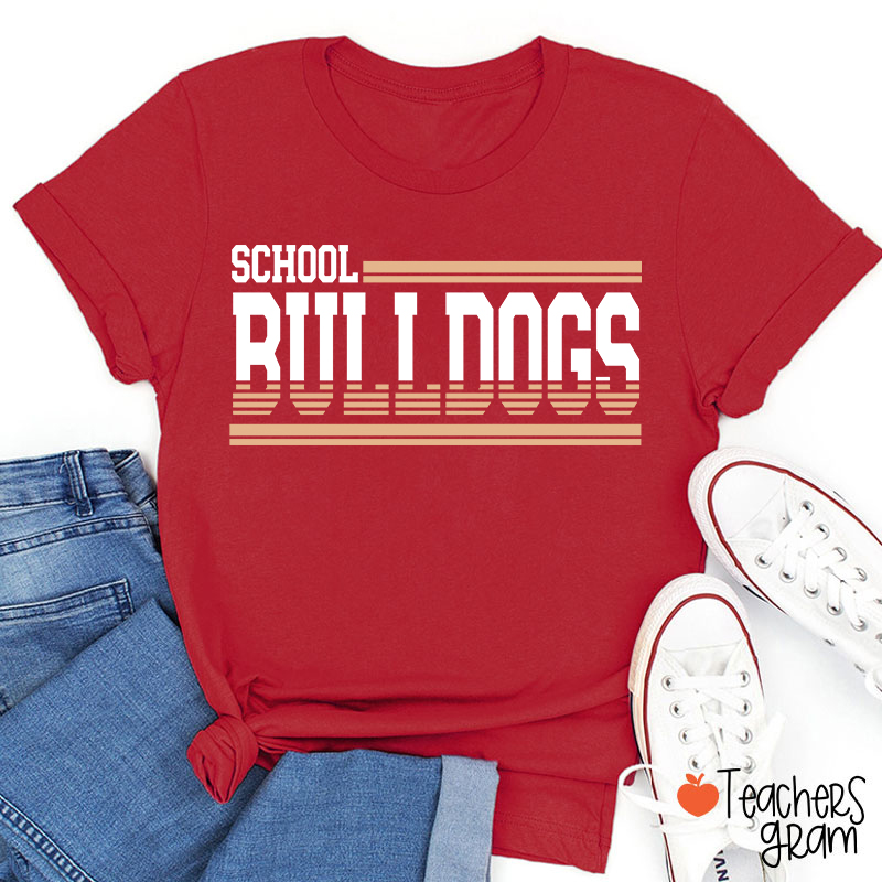 Personalized Mascot Contrasting Lines School Spirit Teacher T-Shirt    