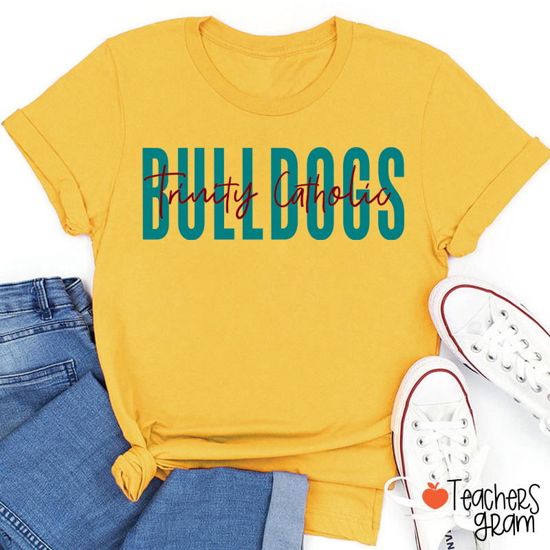 Personalized Mascot And School Name Simple Design School Spirit Teacher T-Shirt
