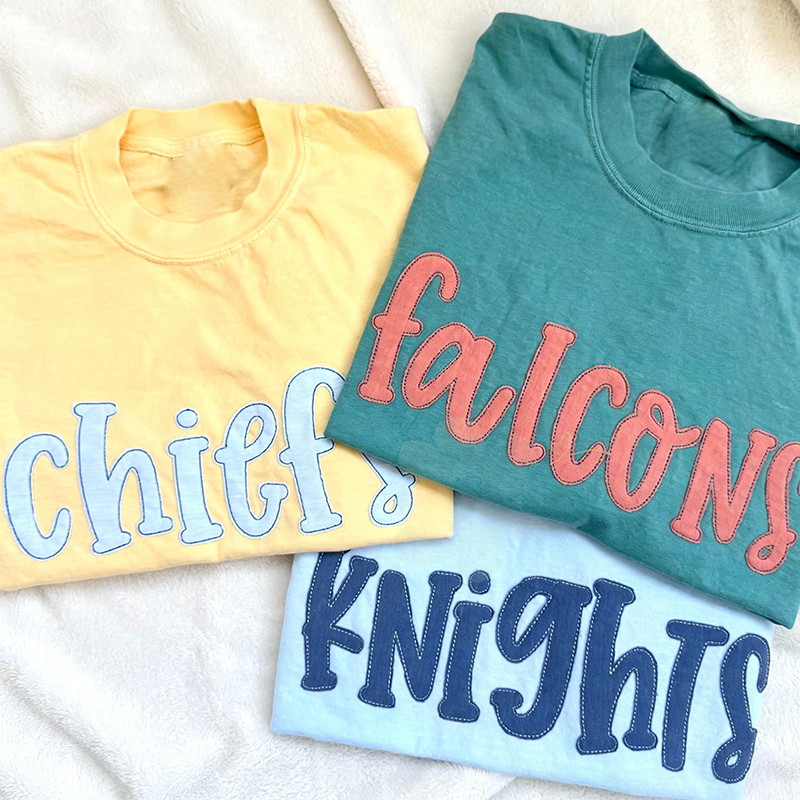 Personalized Mascot Embroidered School Letter Applique Teacher Sweatshirt