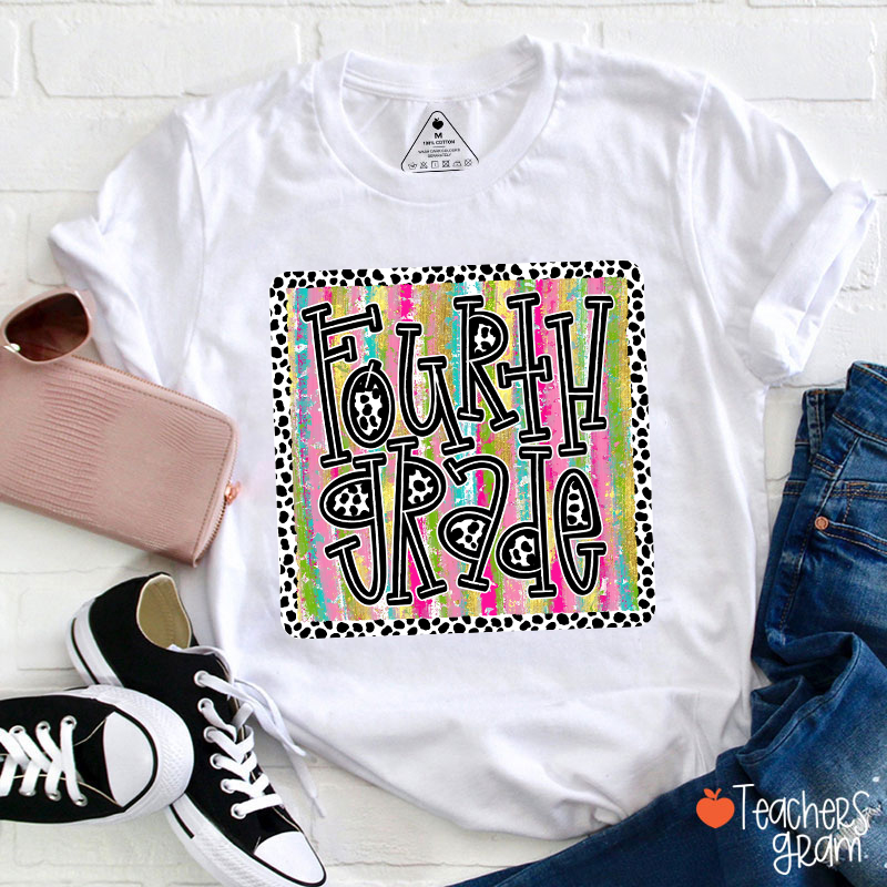 Personalized Grade Spots Colorful Prints Teacher T-Shirt
