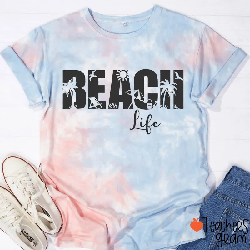 Beach Life Teacher Tie-dye T-Shirt