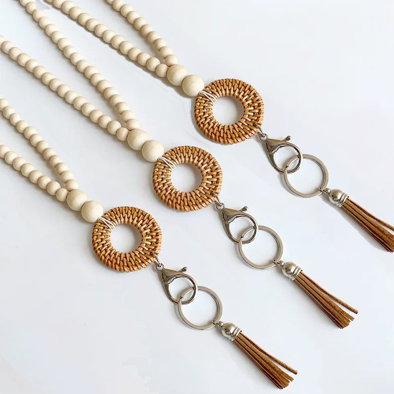 Wooden Beads Knits Lanyard