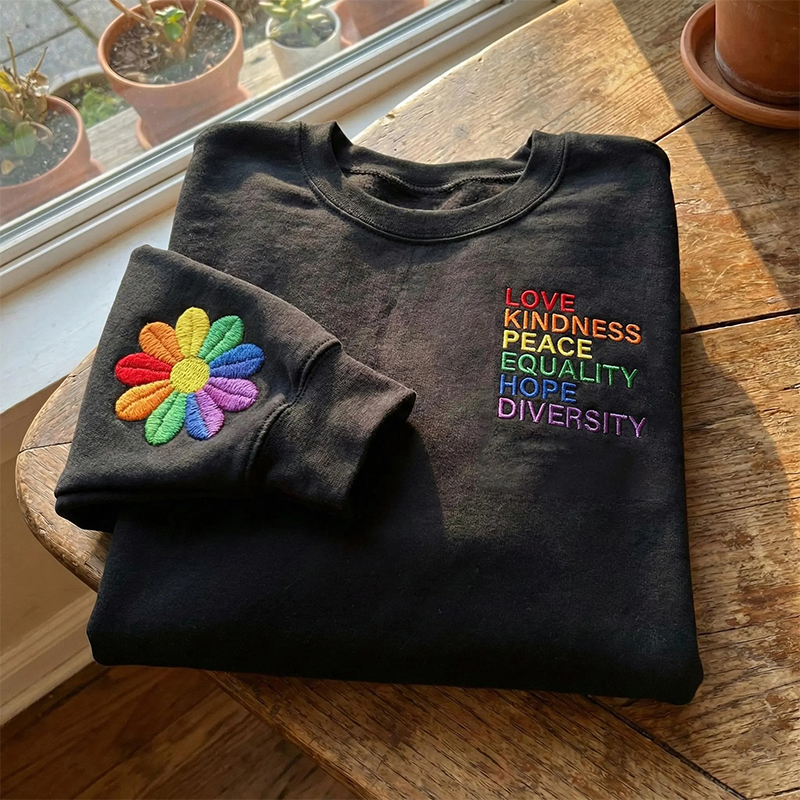 Colorful Love Kindness Peace Equality Hope Diversity Teacher Sweatshirt